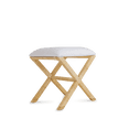 thumbnail image 3 of Bali Rattan X Base Stool with Cushion Mahogany Frame Brass Caps Handwoven Indoor Accent Seat, 3 of 4