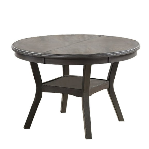 Round Top Wooden Dining Table with Boomerang Legs Dark Gray - Saltoro Sherpi