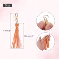 thumbnail image 2 of 2pcs Borlas de Cuero, Borla de Llavero de 6" con Gancho Giratorio para Hacer Joyería, Bolsos, Correas para Teléfonos (Naranja), 2 of 7