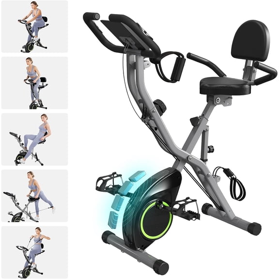 Foldable Exercise Bike Stationary Bikes for Home, 5 IN 1 Indoor Workout Bike, Cycling Bike with 16-Level Quiet Magnetic Resistance, 6.6 LBS Flywheel and 300LBS Capacity, 2026 Designed 817 X-bike