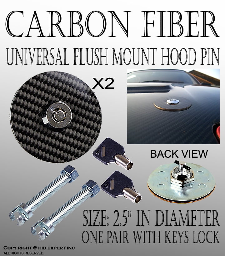 JDM Carbon Fiber Mount Racing Security Hood Pins Latch Kit Lock