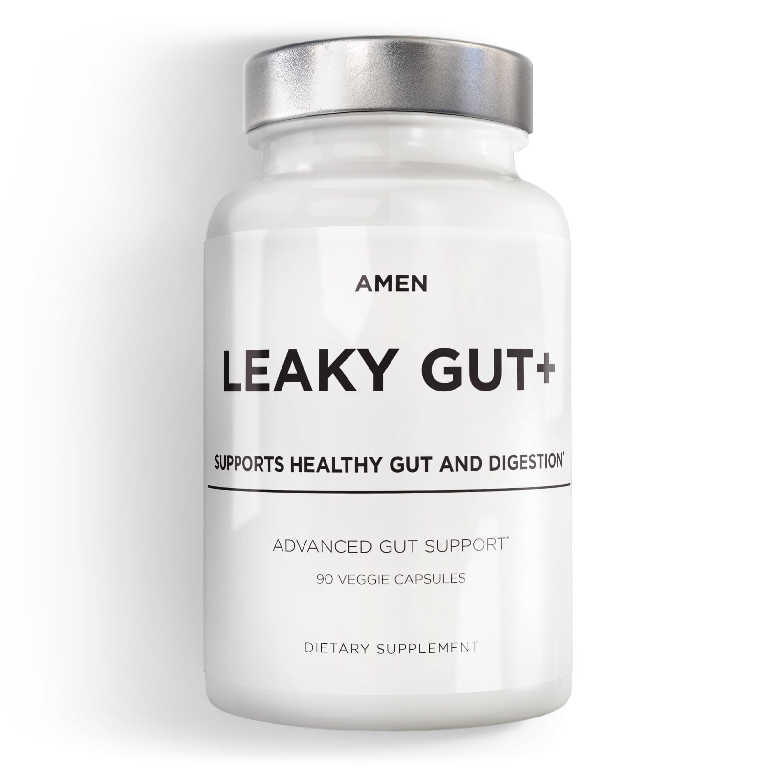 Amen Leaky Gut, LGlutamine, Zinc, Turmeric, Licorice, Probiotic & Prebiotic Vegan Supplement, 90 ct