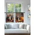 thumbnail image 4 of Wine Sheer Curtains 45 inches Long, Maple Leaf Grape Barrel Pumpkin Farmhouse Light Filtering Sheer Window Curtains Rod Pocket Voile Drapes for Bedroom Living Room, 52"W x 45"L 2 Panels, 4 of 7