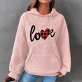 thumbnail image 2 of Hoodies for Women Graphic Heart Print Cute Long Sleeve Waffle Drawstring Pullover Spring Fall Sweatshirts with Pockets(Pink,XL), 2 of 5