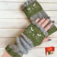 thumbnail image 5 of Women’s Knitted Fingerless Gloves with Cute Cat Embroidery, Warm Cat Embroidery Splicing Knitted Gloves with Thumb Hole, 5 of 9