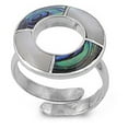 thumbnail image 1 of Abalone Mosaic Circle Wrap Cutout Ring .925 Sterling Silver Band Jewelry Female Male Unisex Size 5, 1 of 4