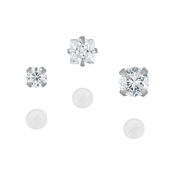 Body Jewelry, Women's 22G Sterling Silver Multicolor Crystal Nose Studs, 6 Pack