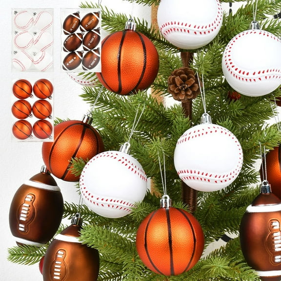 Christmas Tree Decorations Balls, Soccer Basketball Christmas Tree Hanging Balls Combination Set Colorful Mirror Balls Decoration Party Props Balls