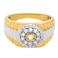 thumbnail image 2 of Dazzlingrock Collection Round White Diamond Cluster Christ Watch Style Fashion Ribbed Ring for Men (0.15 ctw, Color I-J, Clarity I2-I3) in Yellow Gold Plated Sterling Silver, Size 11, 2 of 5