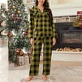 thumbnail image 2 of qolati Plaid Pajama Sets for Women 2 Piece Long Sleeve Button Down PJs Lounge Set Soft Nightwear Ladies Sleepwear Christmas Pajamas Sets with Pocket Yellow XL, 2 of 5