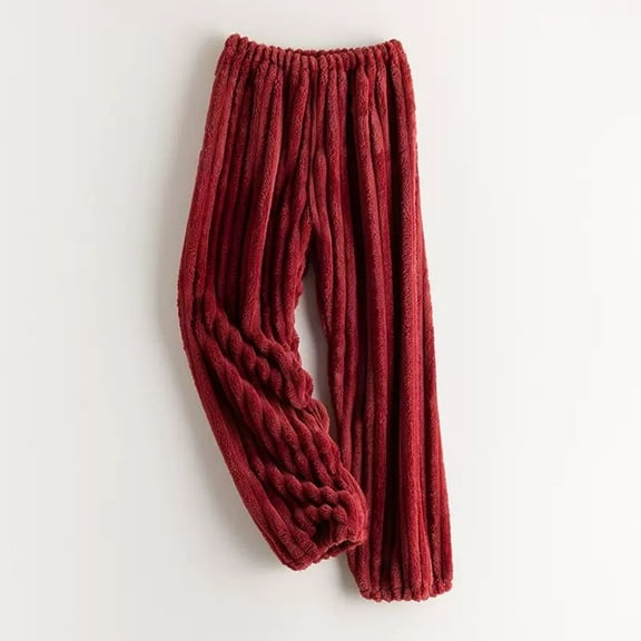 Fleece Pajama Pants for Men Elastic Waist Tapered Leg Loungewear Pant Trousers Mens Casual Solid Thermal Warm Sherpa Sleepwear Pajamas Bottoms