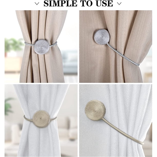 🧲 4 Piezas Abrazaderas Magnéticas Para Cortinas: Correas De Metal Con Imán Fuerte (40 Cm) – Sin Taladrar