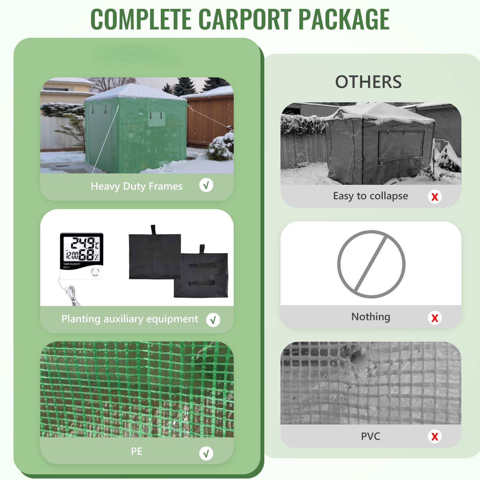 6 ft. W x 8 ft. D Pop Up Green House for Outdoors, Portable Greenhouses, Walk-in Greenhouses, Popup Greenhouse Kit, Easy Set Up