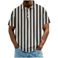 thumbnail image 2 of Gamivast Mens Vertical Striped Shirts Summer Color Block Tshirt Short Sleeve Vintage Collar V Neck Tee Vacation Casual Beach Summer Shirt Gray XXXXL Clearance add to My Order Today, 2 of 5