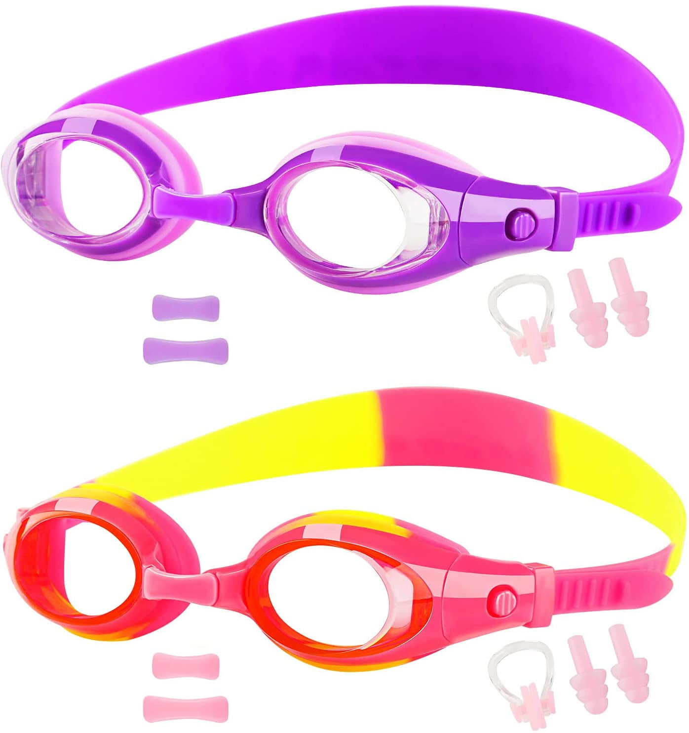 HISRFOCSP 2pack Kids Goggles for Swimming Age 315,Kids Swim Goggles