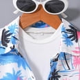 thumbnail image 6 of HCNTES Toddler Baby Boy Summer Outfits Hawaiian Surf Print Button Down Shirt and Shorts 3-Piece Set Toddler Boy Beach Vacation Clothes, 6 of 6