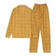 thumbnail image 4 of Arlun Women's Plaid Pajama Sets Long Sleeve Button Down Sleepwear Wide Leg Elastic Waisted Trousers Nightwear Lightweight Breathable Soft Fashion Checkered Loungewear Sets Yellow M, 4 of 7