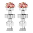 thumbnail image 6 of 2PCS 5-Tier Flower Stand, Elegant Wedding Flower Display Stand, Crystal Hanging Plant Display Stand for Home and Wedding Decor, Iron and Acrylic Design Standing Rack (Silver-Square Base), 6 of 16