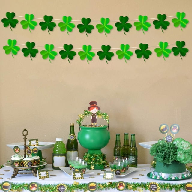 St. Patrick's Day Party Plates and Cups Set - 20-Piece Shamrock-Themed Disposable Tableware for Festive Decorations