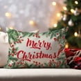thumbnail image 3 of Merry Christmas Pillow Cover 12x20 Inch Red Berry Greenery Pine Leaves Outdoor Christmas Decorations Xmas Winter Holiday Lumbar Decorative Throw Pillow Case for Home Couch Living Room Decor, 3 of 6