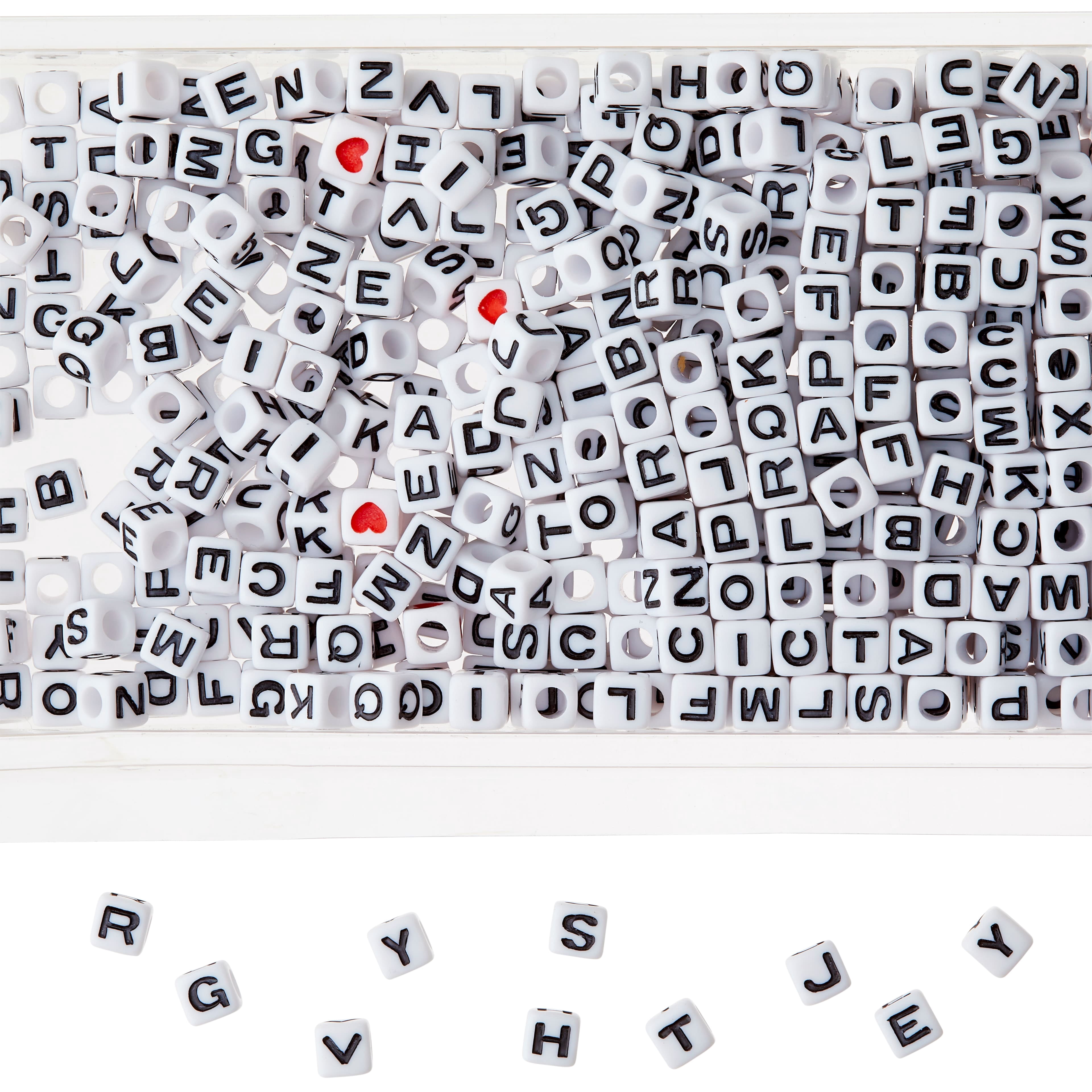 Bead Landing White Alphabet Cube Crafting Beads, 6.7mm, 12 Packs: 570 ct. (6,840 total)