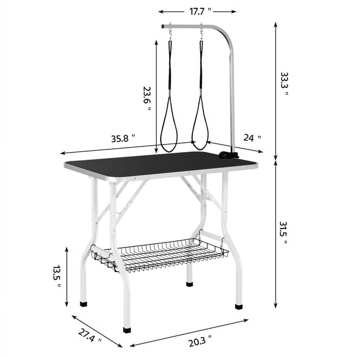 Renwick Pet Grooming Table Folding Adjustable Arm with Clamp Black, 36''
