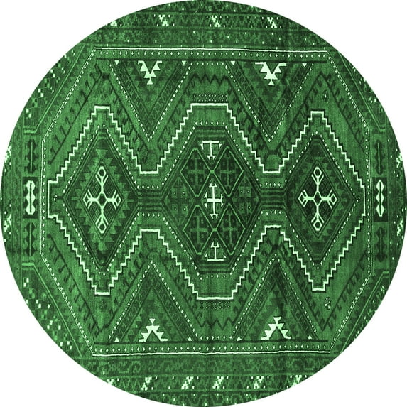Ahgly Company Indoor Round Persian Emerald Green Traditional Area Rugs, 4' Round