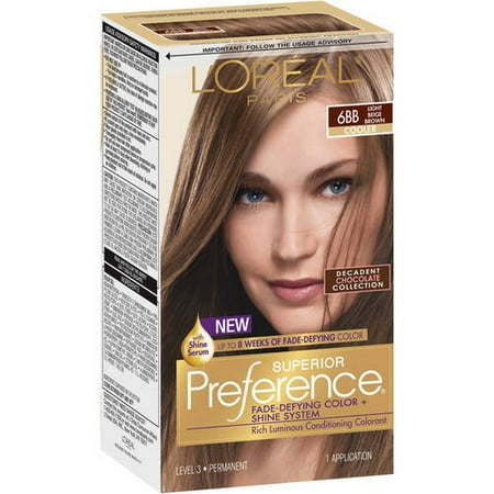 L'Oreal Paris Superior Preference Fade-Defying Color & Shine System Light Beige Brown Cooler 6Bb Hair Color, 1