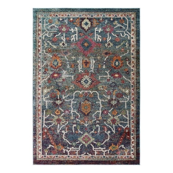 Modway Tribute 94.5x122" Every Vintage Floral Area Rug in Multi-Color