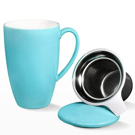 

Juiluna Porcelain Tea Mug with Infuser and Lid Teaware with Filter Loose Leaf Tea Cup Steeper Maker 16 OZ for Tea/Coffee/Milk/Women/Office/Home/Gift Mint Green