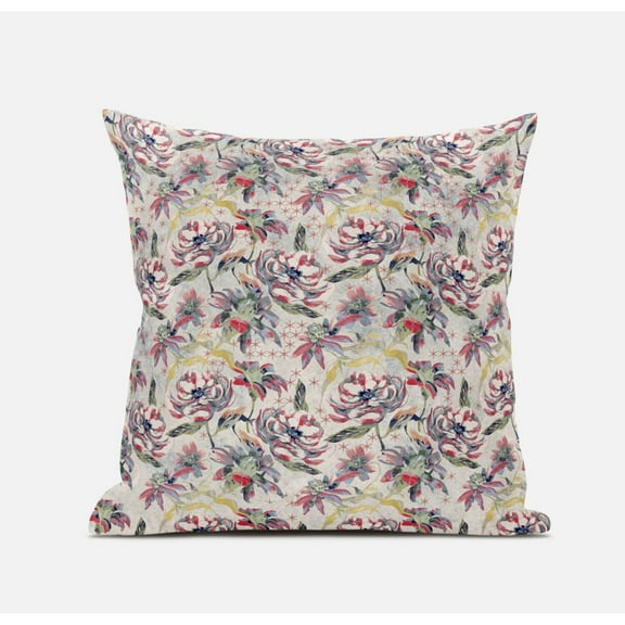 Roses Sprayed Stars Suede Zippered Pillow with Insert in Red Gold 20 x 20