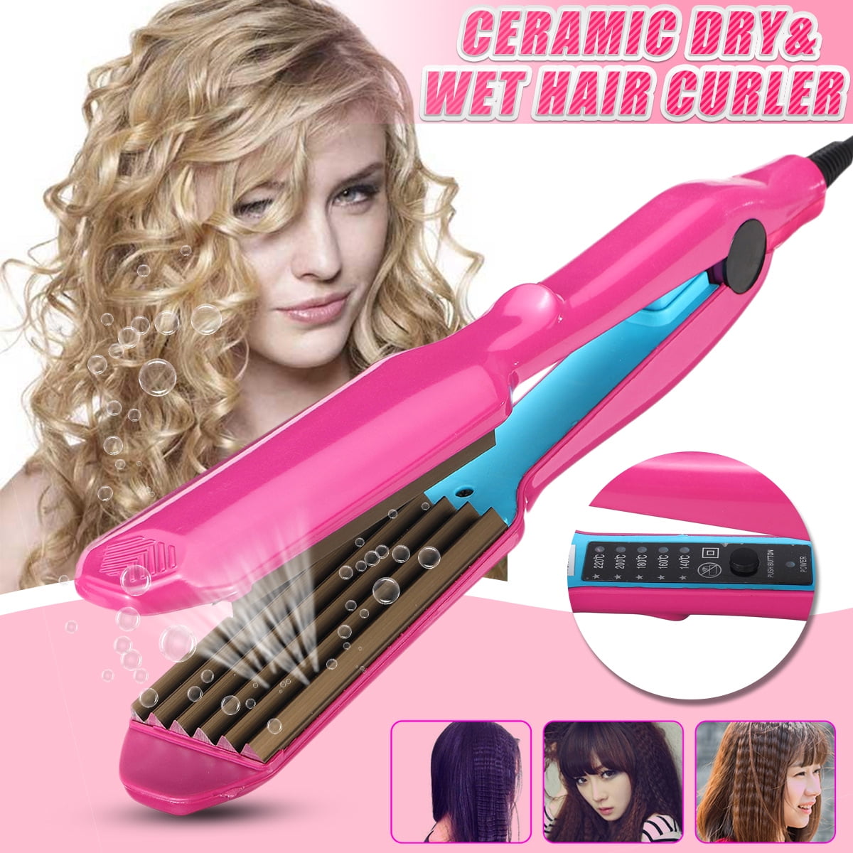 Hair Salon Crimper Curler Crimping Wave Dry&Wet Use Ceramic Titanium