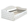 thumbnail image 3 of Royard Oaktree Upholstered Daybed, Twin Size Velvet Tufted Sofa Bed Frame w/Trundle for Living Room, 3 of 6