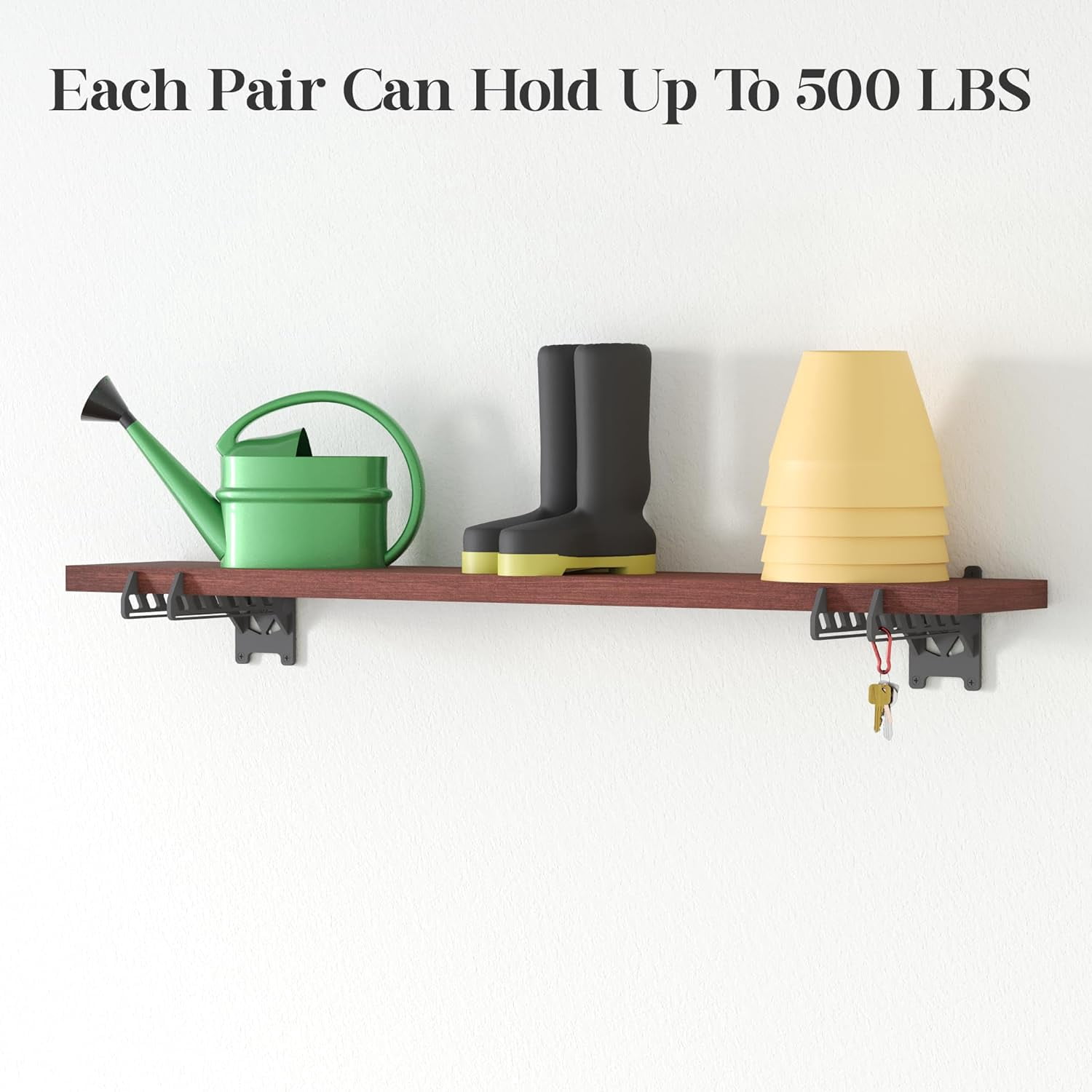 Heavy-Duty Garage Shelving Aide Hooks by Balin Designs (Black) Utility Brackets for 6” - 8" Shelves with Included Hardware, Ideal for Workshop, Garden Tools, and Electronic Item hangings (Set of 2)