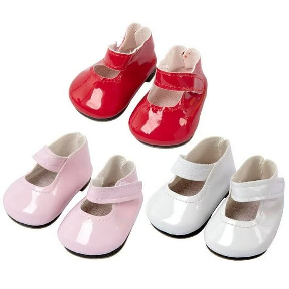 AmaMary 3 Pairs 18" Doll Leather Shoes American Doll Accessories Mini Shoes