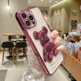 thumbnail image 3 of SOATUTO For iPhone 14 / iPhone 14 Pro / iPhone 14 Plus iPhone 14 Pro Max Phone Case Cool Bear Shockproof Clear Slim Phone Case Cover 3D Bear Luxury Protective Case Cover - iPhone 14 Pro Max,Rose Gold, 3 of 7