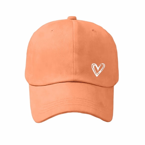 Heart Embroidered Baseball Cap,Distressed Adjustable Hat,Casual Unisex Dad Cap,Exquisite Heart Embroidered Baseball Cap Vintage Distressed Washed Adjustable Comfortable Fit Peaked Hat,Orange