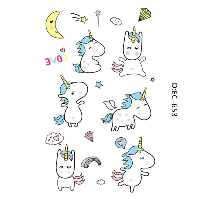 24 Reusable Unicorn Drinking Plastic Straws + 6 Temporary Tattoos for Girls  | Birthday Party Supplies - Rainbow Favors Decorations with 2 Cleaning