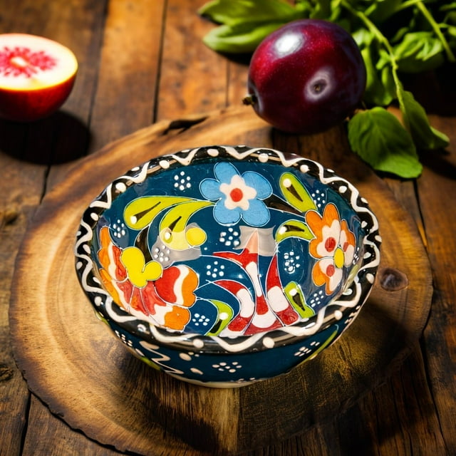 Turkish Ceramic Bowls Handcrafted - 5 cm Round Decorative Mini Bowls for Spices, Snacks, Soap, Condiments - Set for Kitchen or Home Décor