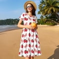 thumbnail image 4 of Bingfone Strawberry Print Women’s Short Sleeve Dress, Comfortable Casual Dress, Stylish Summer Dress with Stretchy Fit for Daily Wear, 4 of 6