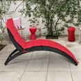 thumbnail image 4 of Gymax 2PCS Foldable Rattan Wicker Chaise Lounge Chair w/ Red Cushion Patio Outdoor, 4 of 10