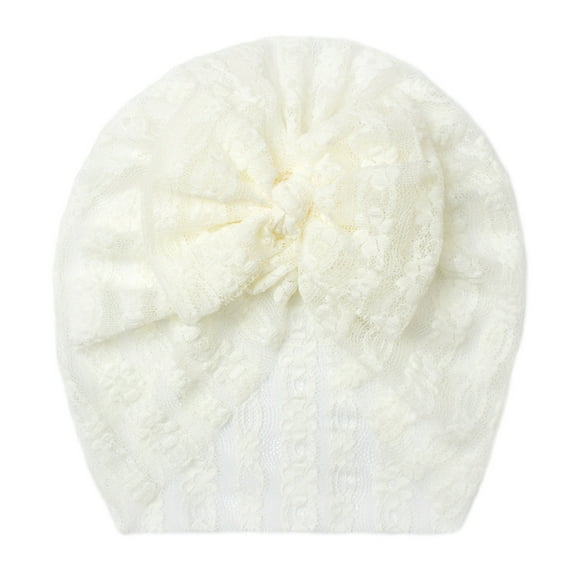 Loliuicca Baby Girls Turban Hat, Soft Elastic Bow Lace Hat Nursery Beanie Cap
