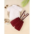 thumbnail image 3 of A Three-Piece Set for Baby Boys Featuring a White Short-Sleeve Shirt, Khaki Shorts, And a Complimentary Belt with a Bow Tie, for Outdoor, 3 of 10