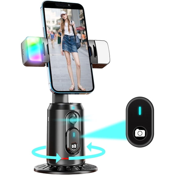 Auto Face Tracking Tripod 360 AI Phone Holder with Remote No AppSmart Stand for iPhone & Android Rechargeable Tripod Video Recording Live Streaming TikTok Vlog