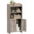 thumbnail image 3 of Small Bathroom Storage Cabinet, Freestanding Toilet Paper Storage with 2 Doors and Shelves, Bathroom Organizers and Storage for Small Spaces, Laundry Room, 7.9" D x 14.6" W x 31" H, Greige, 3 of 18