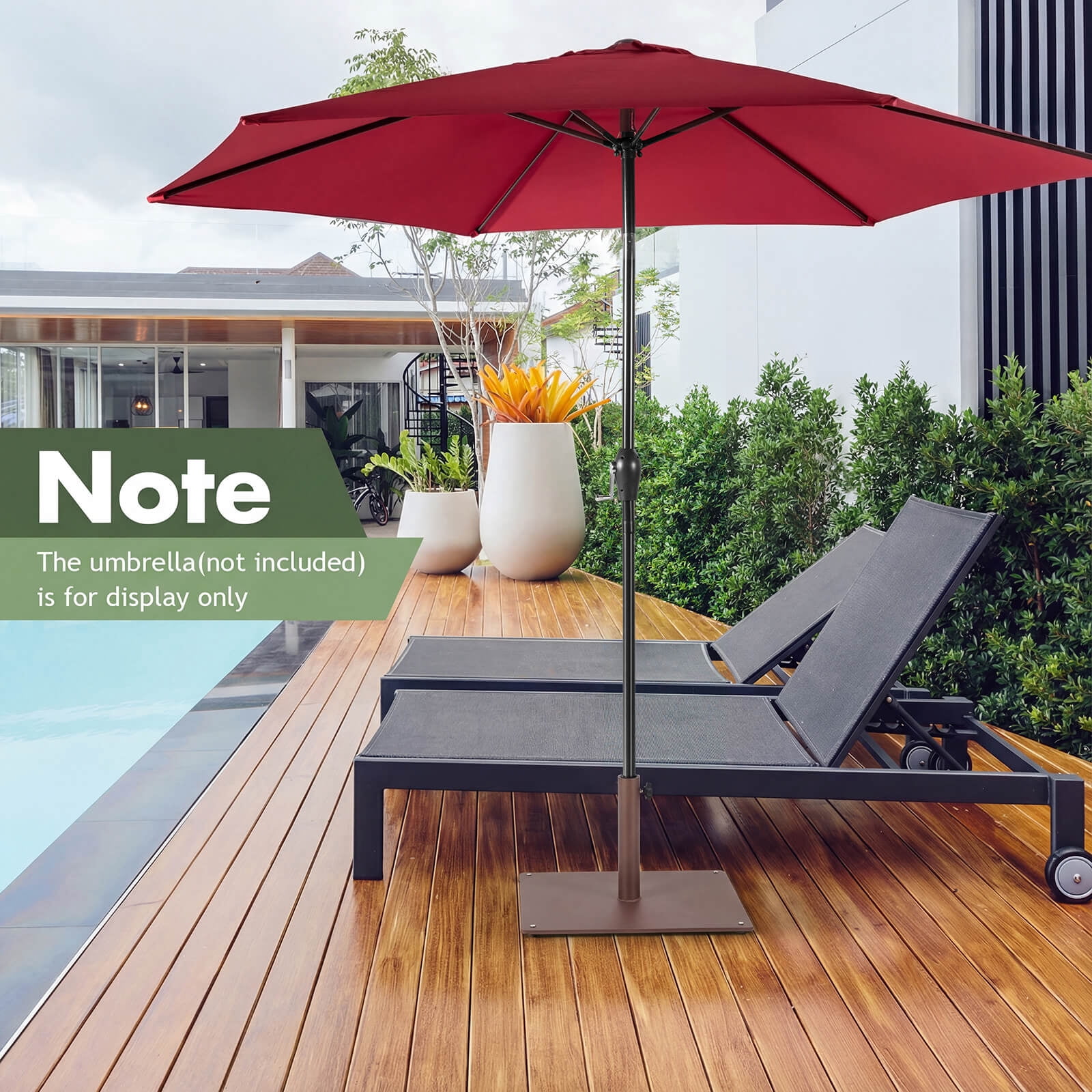 Costway 20" Square Patio Umbrella Base Weighted 35 LBS Outdoor Market Stand Footpads Brown