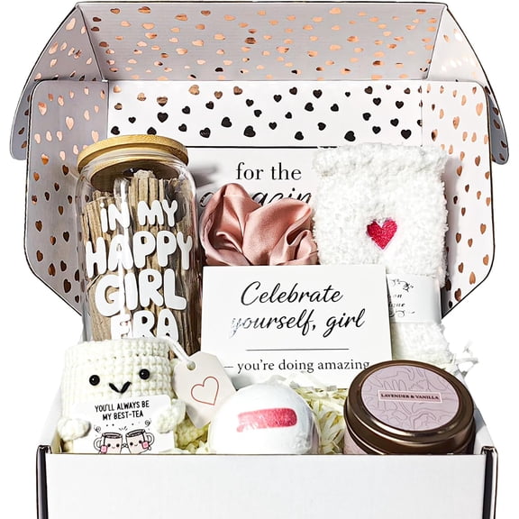 Best Friend Bestie Birthday Gifts for Women, Friendship Gifts for Women, Best Friend Gift Basket Galentines Gifts Valentines Day Gift for Friends Spa Care Box with 16oz Glass Cup