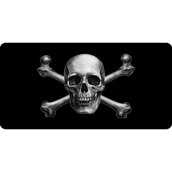 Jolly Roger Black Photo License Plate