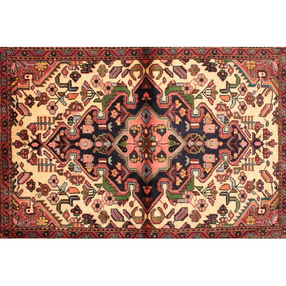 Ahgly Company Indoor Rectangle Traditional Saffron Red Medallion Area Rugs, 2' x 4'