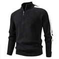 thumbnail image 2 of APEXFWDT Men's Quarter-Zip Sweater Casual Color-Block Raglan Sleeve Knitted Pullover Stand-Collar Sweater Top for Daily Commute,L,Black, 2 of 4